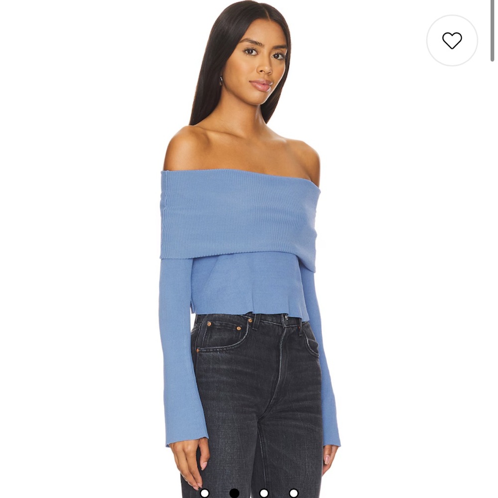 Off-Shoulder Blue Sweater